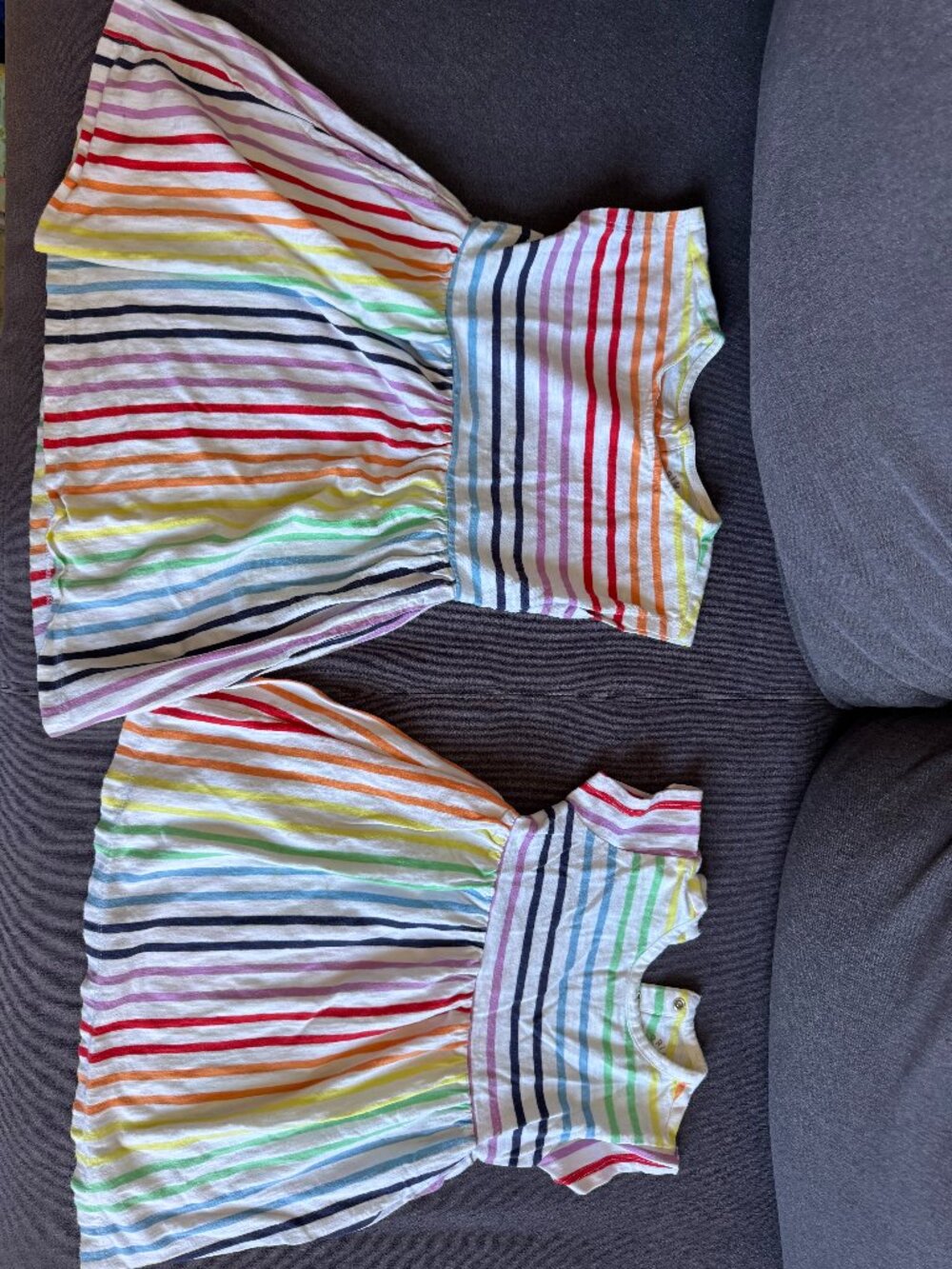 Matching sisters dresses Size 18-24m and 3T in rainbow stripe